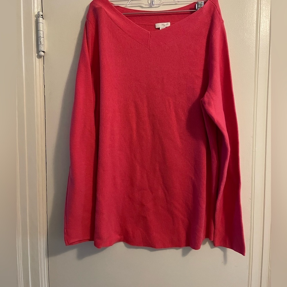 J. Jill Pink V Neck Long Sleeve Lightweight Sweater Size Small